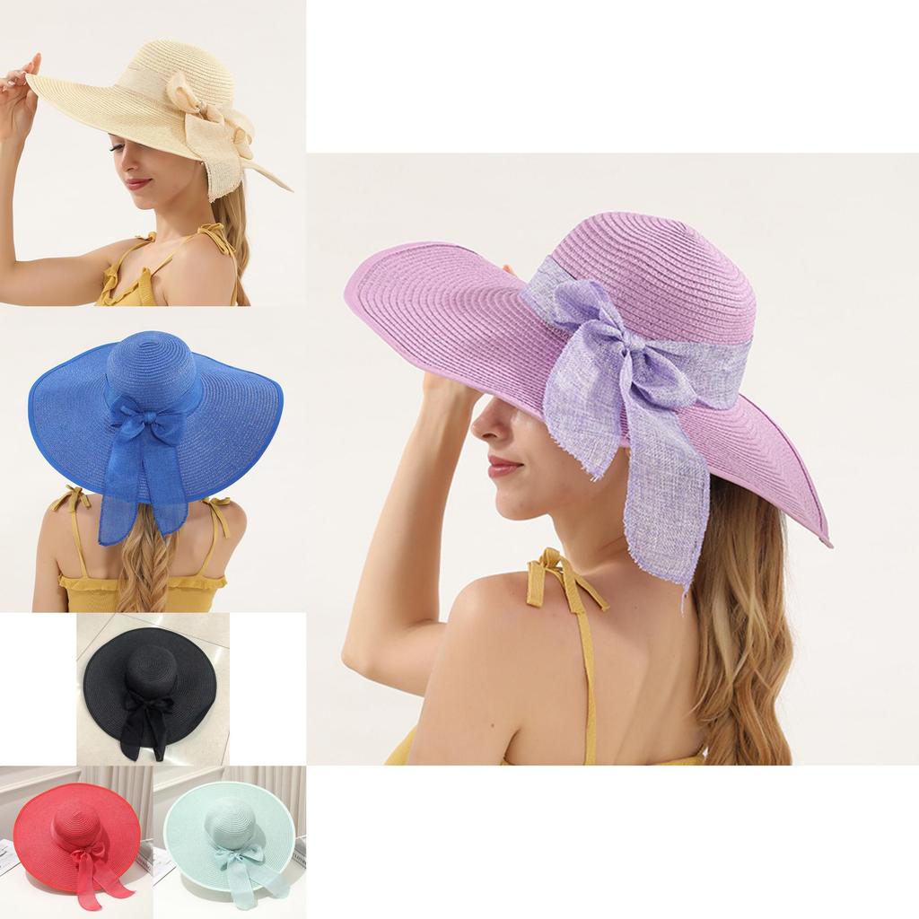 Large Edge Straw Hat With Sun Protection For Women Summer Beach Fashion