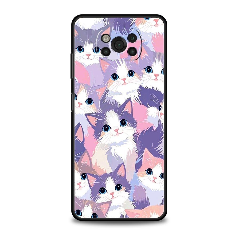 Colorful Cat Design Phone Case Cover for Xiaomi Poco F7 Ultra F6 F5 F4 F3 X6 X5 X4 X3 NFC C51 C55 M4 GT 5G Soft TPU Shell Capas