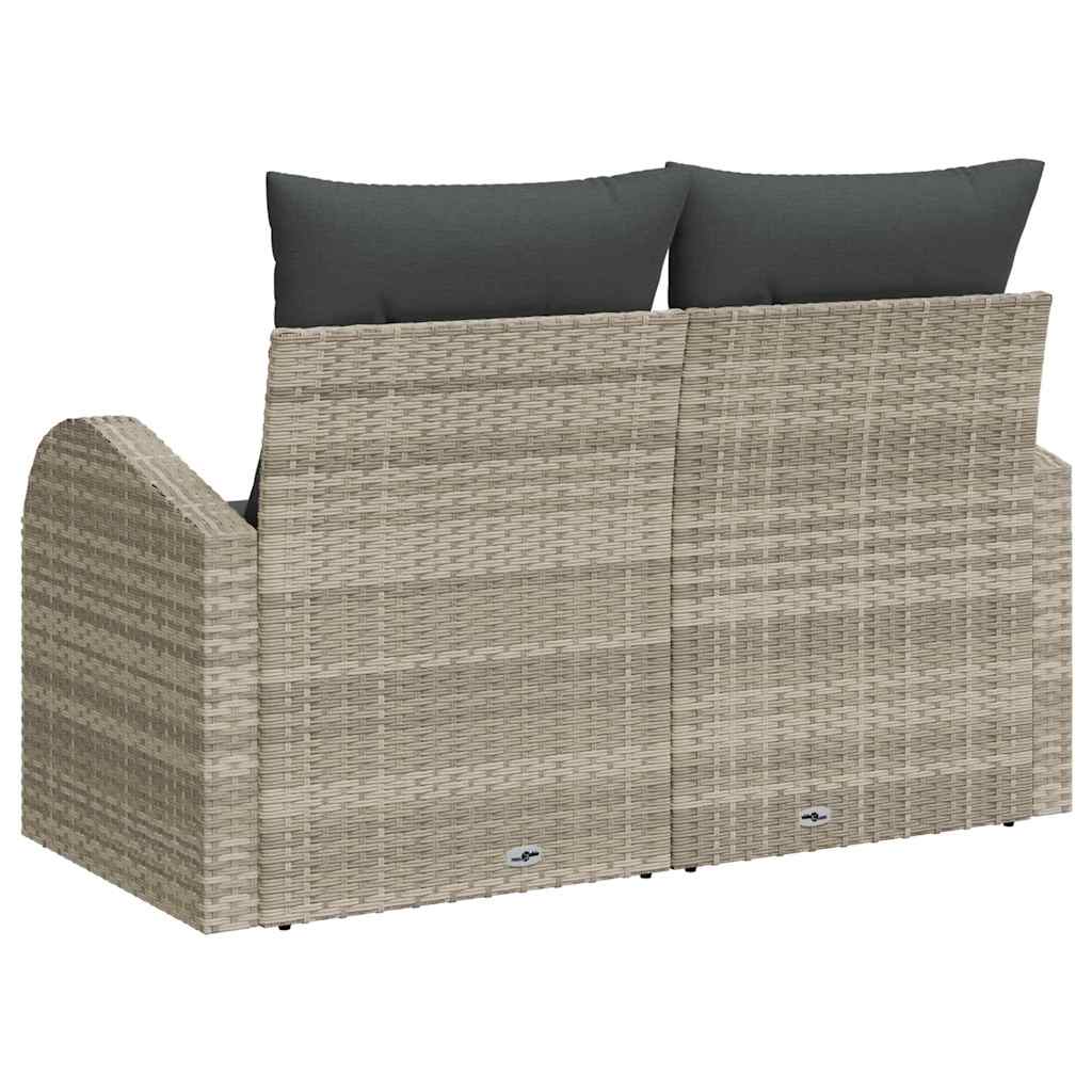 Garden Sofa with Cushions Light Grey 124 x 62 x 69 cm Poly Rattan