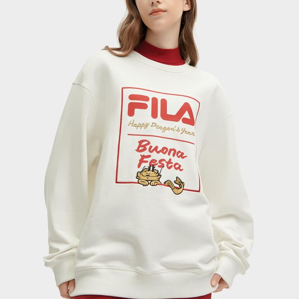 Fila Da Long Series Round Neck Pullover Printed Letter Long Sleeve Sweatshirt Unisex Sweatshirt Cloud-Mushroom F11U419201FWT