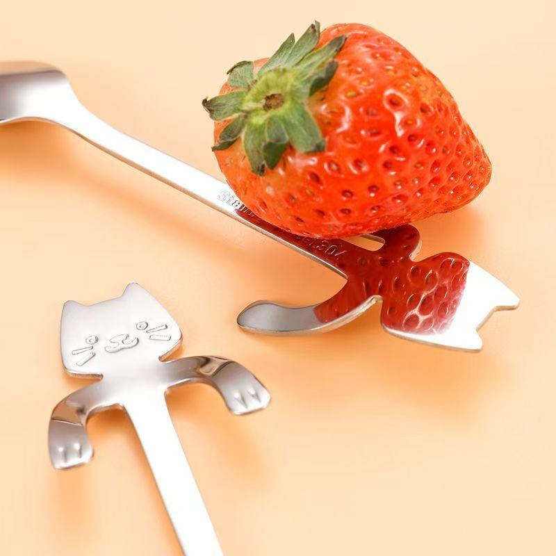 4PCS Creative Cat Shaped Coffee Spoon 304 Stainless Steel Spoon Stirring Sugar Dessert Cup-hanging Design Teaspoon Christmas