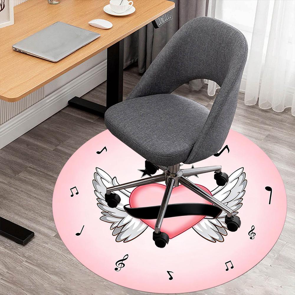 

1pc Heart Wings Round Chair mat office Area Rug - Non-Slip, Floor Mat for Office, Bedroom, and Indoor Decor p127206 80cm by 80cm