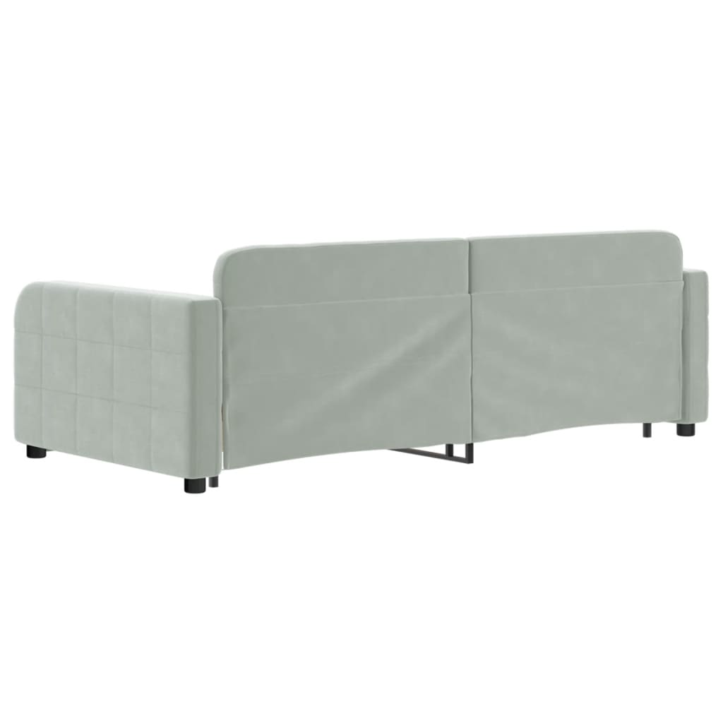 Pull Out Daybed with Drawers Light Grey 90x190 Cm Velvet