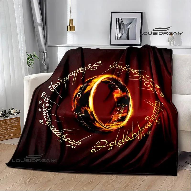 Coperta stampata L-Il Signore degli Anelli Coperte Calde in Flanella Morbida e Confortevole Coperta per Casa Viaggio fodere per letto Regalo di Compleanno