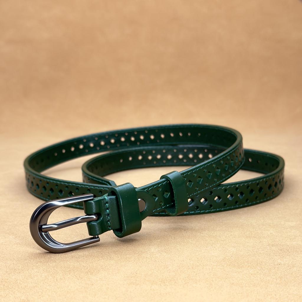 Women's Hollow Leather Belt Women's Casual Versatile Cowhide Belt