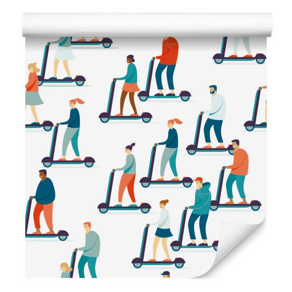 People on scooters wallpaper for living room and bedroom 50x1000