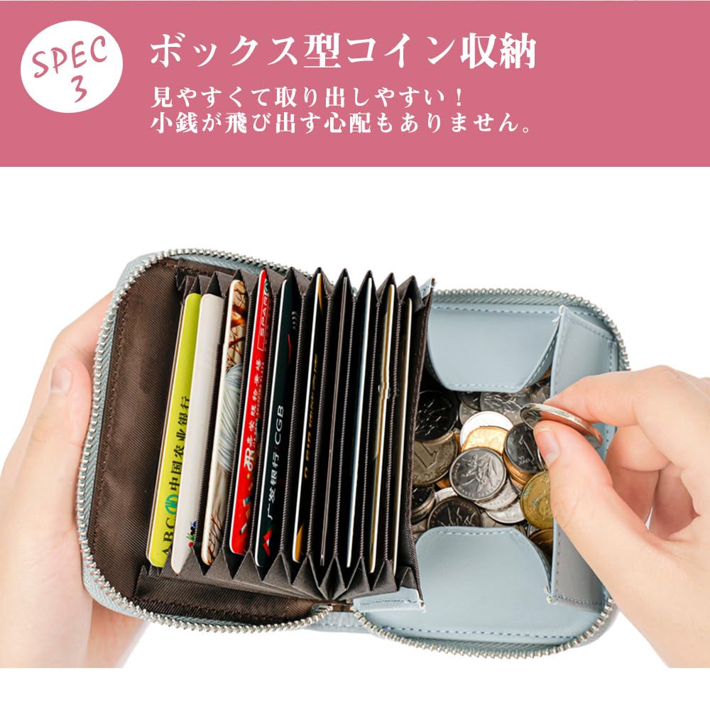 fancywonderland Mini Genuine Coin Card Large for Men and Women Wallet, Leather, Purse, Case, Capacity, Anti-Skimming, (Black)