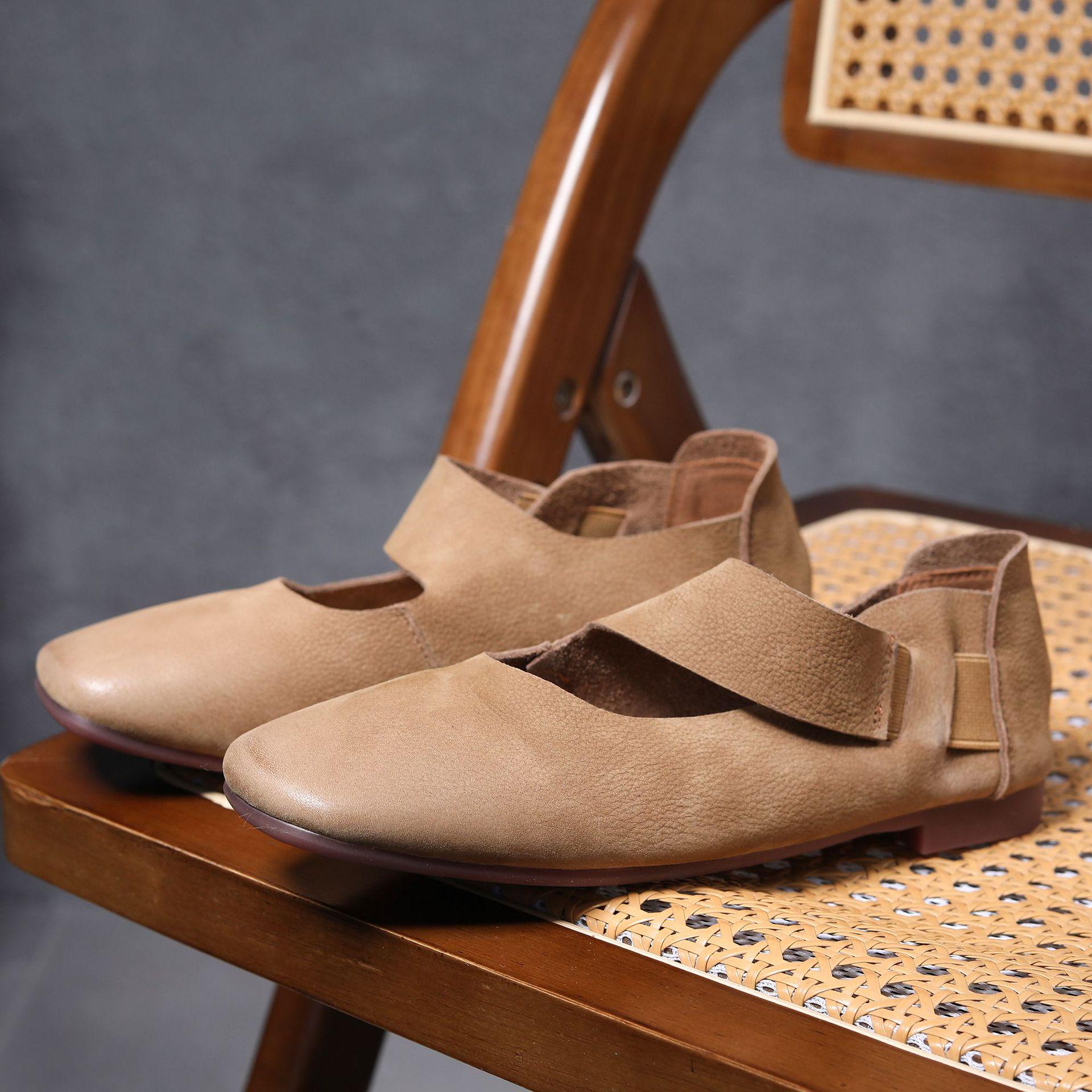 

Весна 2024 Ретро Стиль Мори Женские Кожаные Туфли с Квадратным Носком - Мягкая Подошва, Натуральная Кожа Коровы Верхнего Слоя 36 верблюд