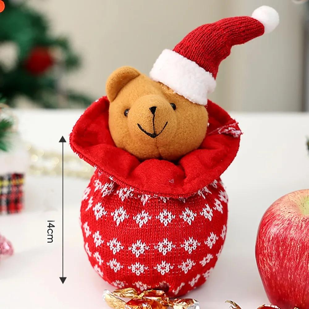 New Polyester Fibres Christmas Candy Bag Cartoon Snowman Tote Bag Santa Claus Christmas Decor Christmas Fabric Gift Bags 14x16cm