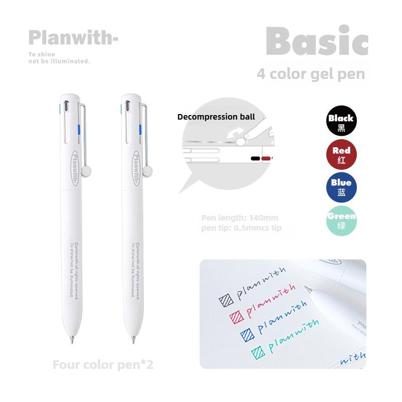 3/12 Color 3 in 1 Multi Functional Click Gel Pen Retractable Ballpoint Pen for Journal Writing Stationery School Office Supplies