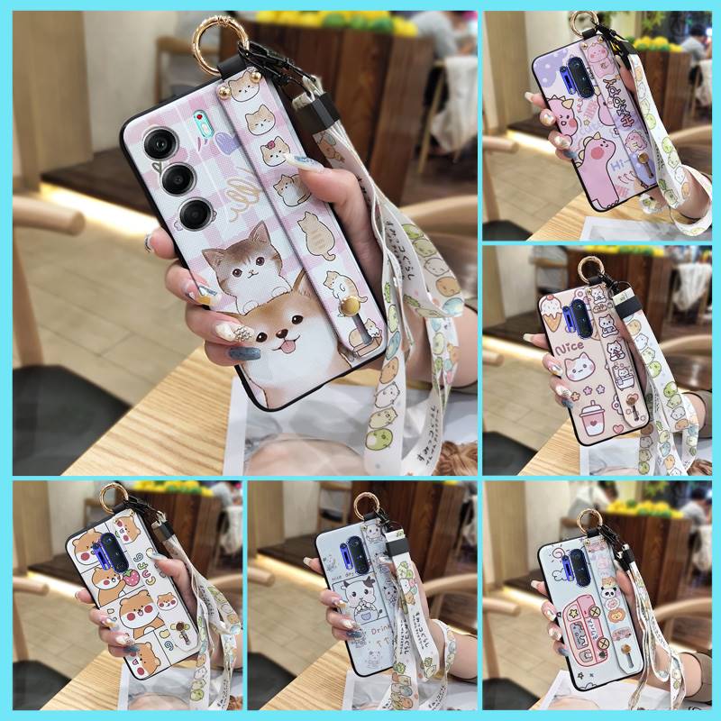 Soft case Cute Phone Case For Tecno Camon40 Pro 4G/5G/CM6/CM7 Kickstand Dirt-resistant Wristband Silicone Anti-knock