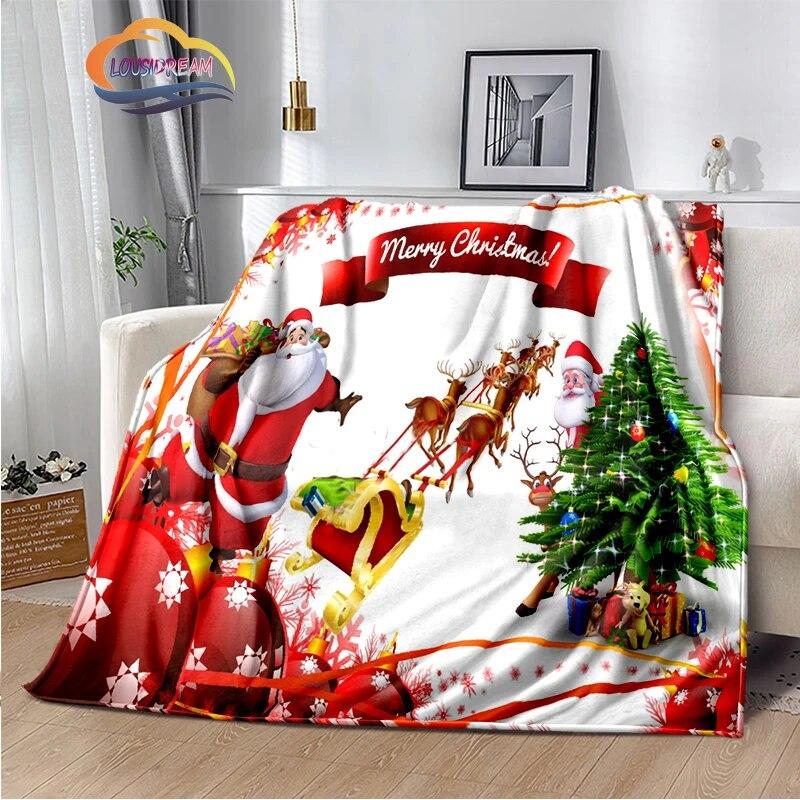Frohe Weihnachten Serie Santa Decke Flanell Wärme Weiche Plüsch Sofa Bett Werfen
