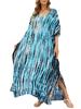 Kvinner Oversized Maxi Dress Tie Die trykt V-hals Beach Robe Cover Ups