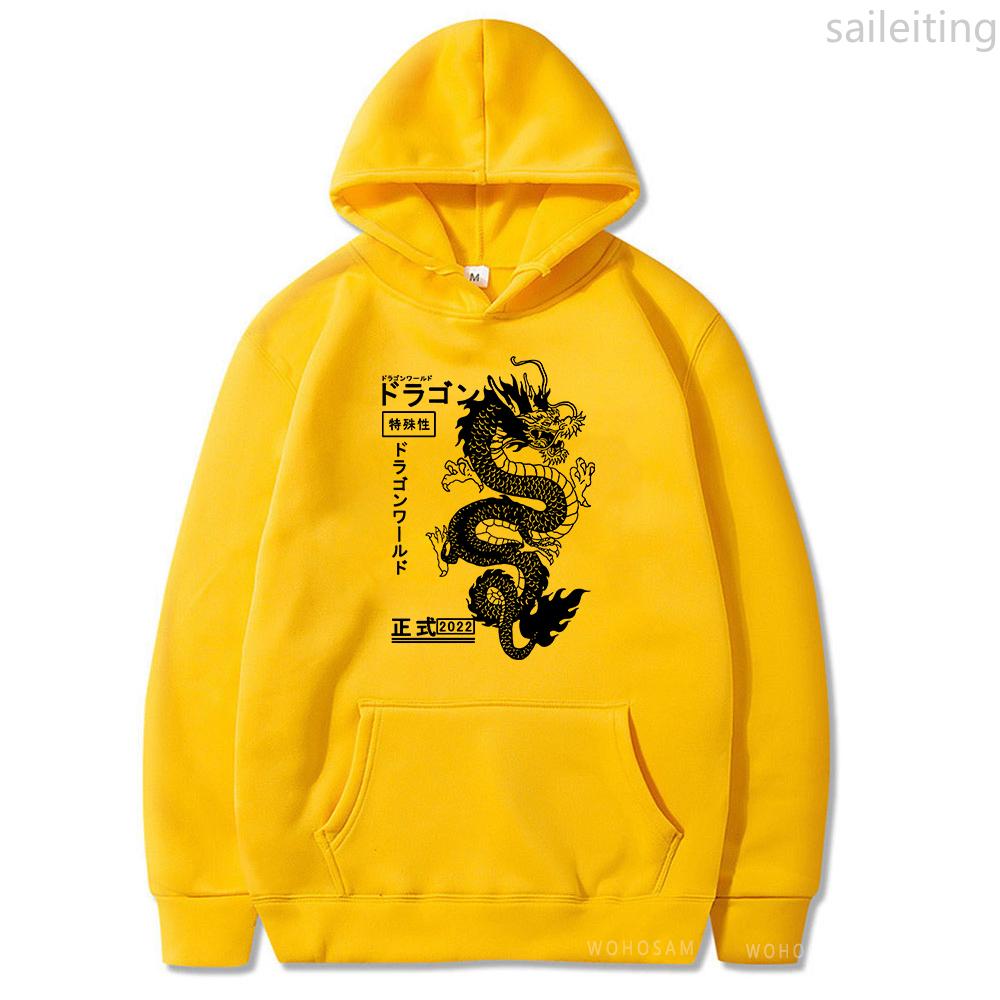 

Japanese Letter Dragon Graphic Men Hoodies Manga Dragon Printed Sweatshirts Men Women Long Sleeves Casual Street Hoody 3XL