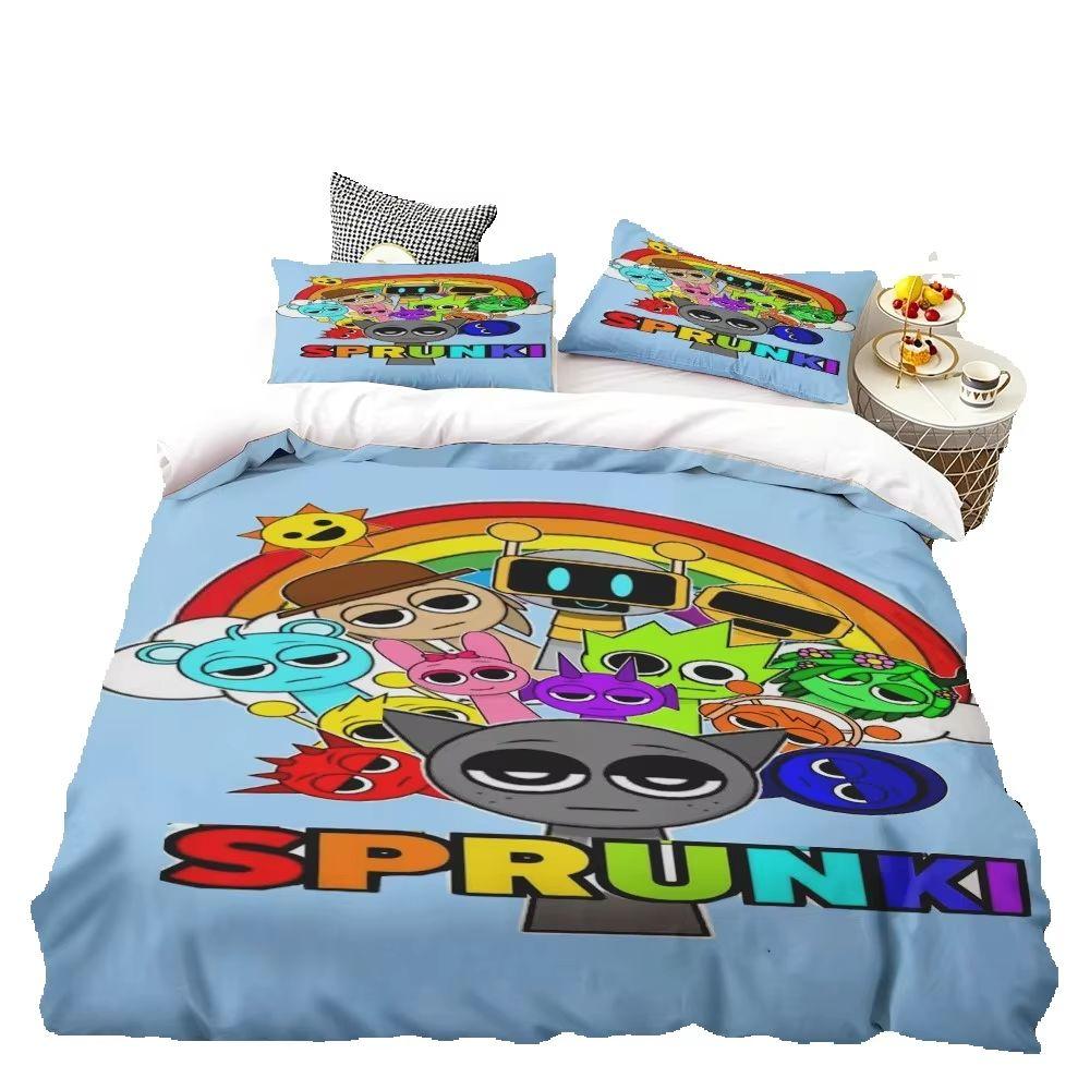 2026 NEUE Geschenke für Teenager Bettbezug-Set Game Sprunki Cartoon Bettwäsche-Set Bettdeckenbezug Hautfreundlich und Atmungsaktiv für Schlafzimmer Zuhause