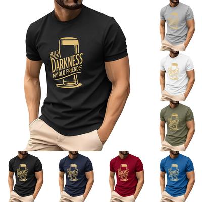Men's Holiday Print Round Neck Short Sleeve Top Casual Sports Top