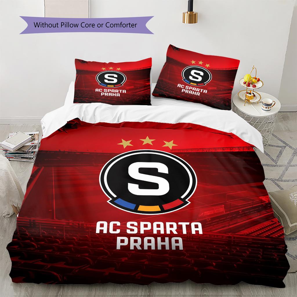 Sparta Prag Fußball Logo Muster Bettwäsche Heimdekoration Geburtstagsgeschenk (1 Bettbezug + 2 Kissenbezüge, ohne Füllung)
