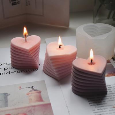 1 Adet 3D Kalp Şeklinde Mum Silikon Kalıp Diy El Yapımı Mum Dekorasyon Kalıp
