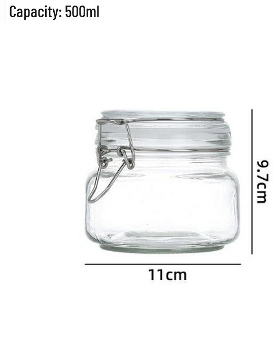 In Stock Transparent Graduated Glass Storage Jar with Sealed Buckle for Moistureproof Tea or Mason Jar Storage