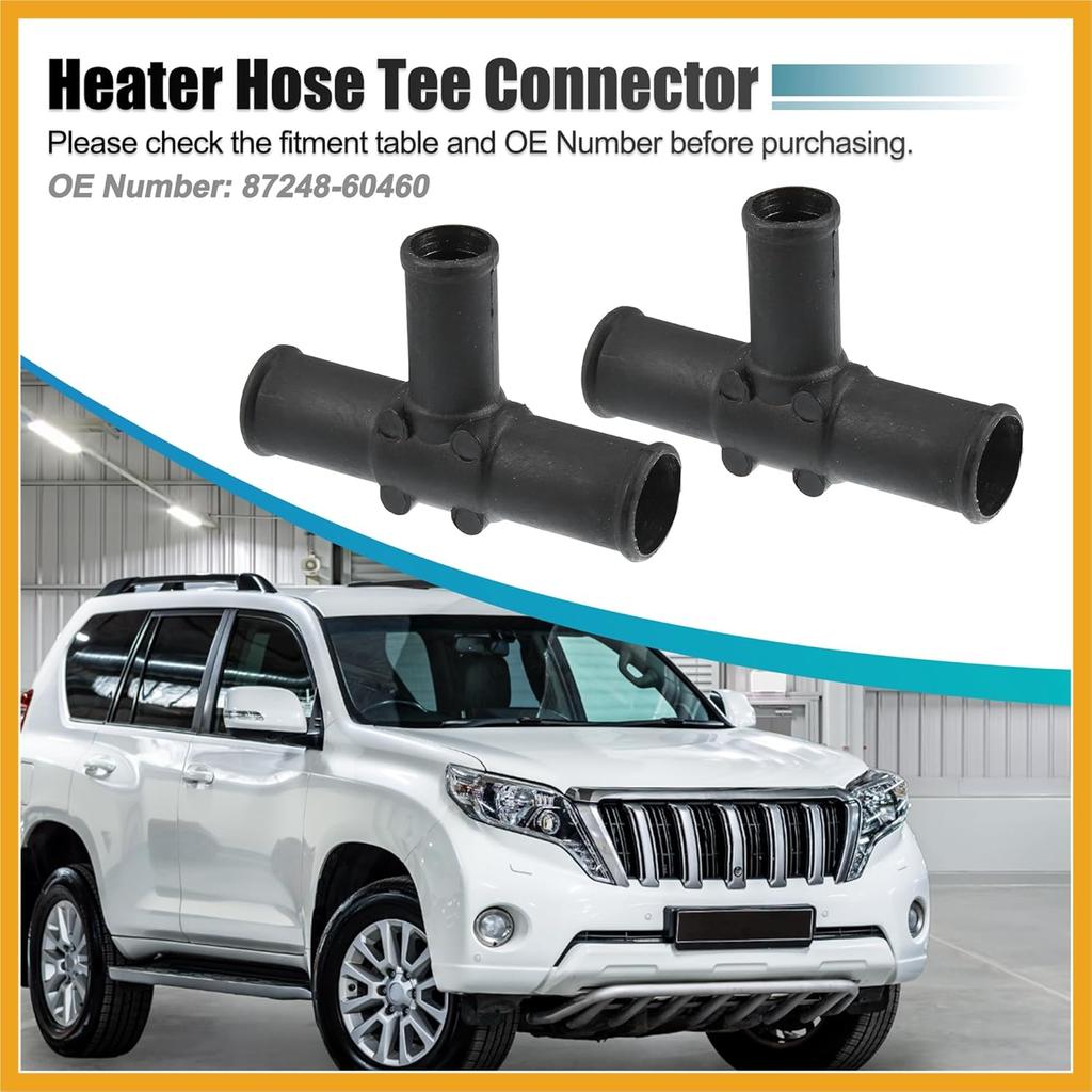 2 Pcs Black Plastic Tee, Quick Connect Heater Hose Connector for Toyota Land Cruiser 1992-2007, Sequoia 2001-2007, Sienna 2004-2007 - HVAC Heater