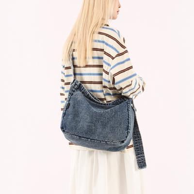 Vintage Denim Crossbody Bag Women Commuter Shoulder Bag Messenger Bag