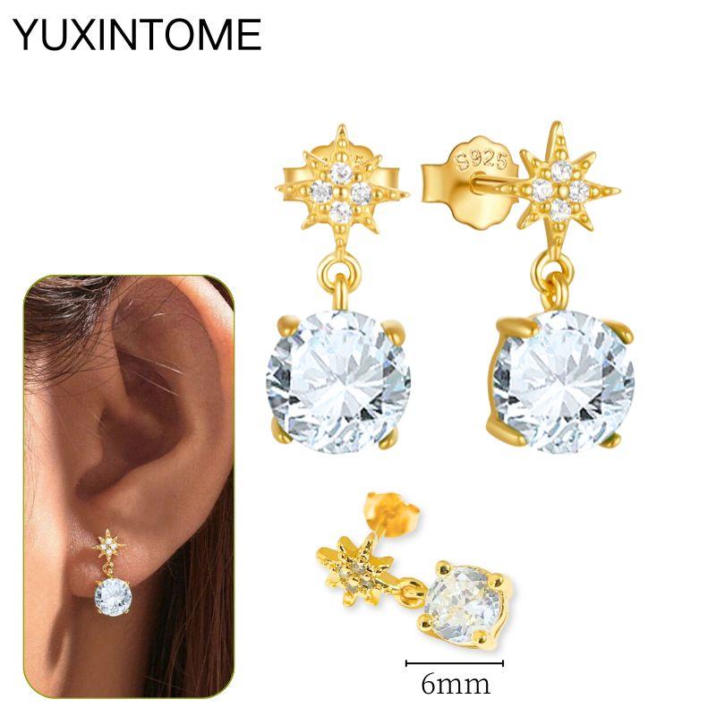 925 Silbernadel Exquisite Weiße Zirkon Steckerohrringe für Damen Geometrische Lange Kette Quaste Ohrringe Luxuriöser Schmuck
