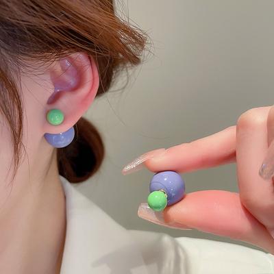 Women Ball Earrings Candy Colors Rubber Ball Earrings Girls Party Bead Ear Stud Jewelry Gift