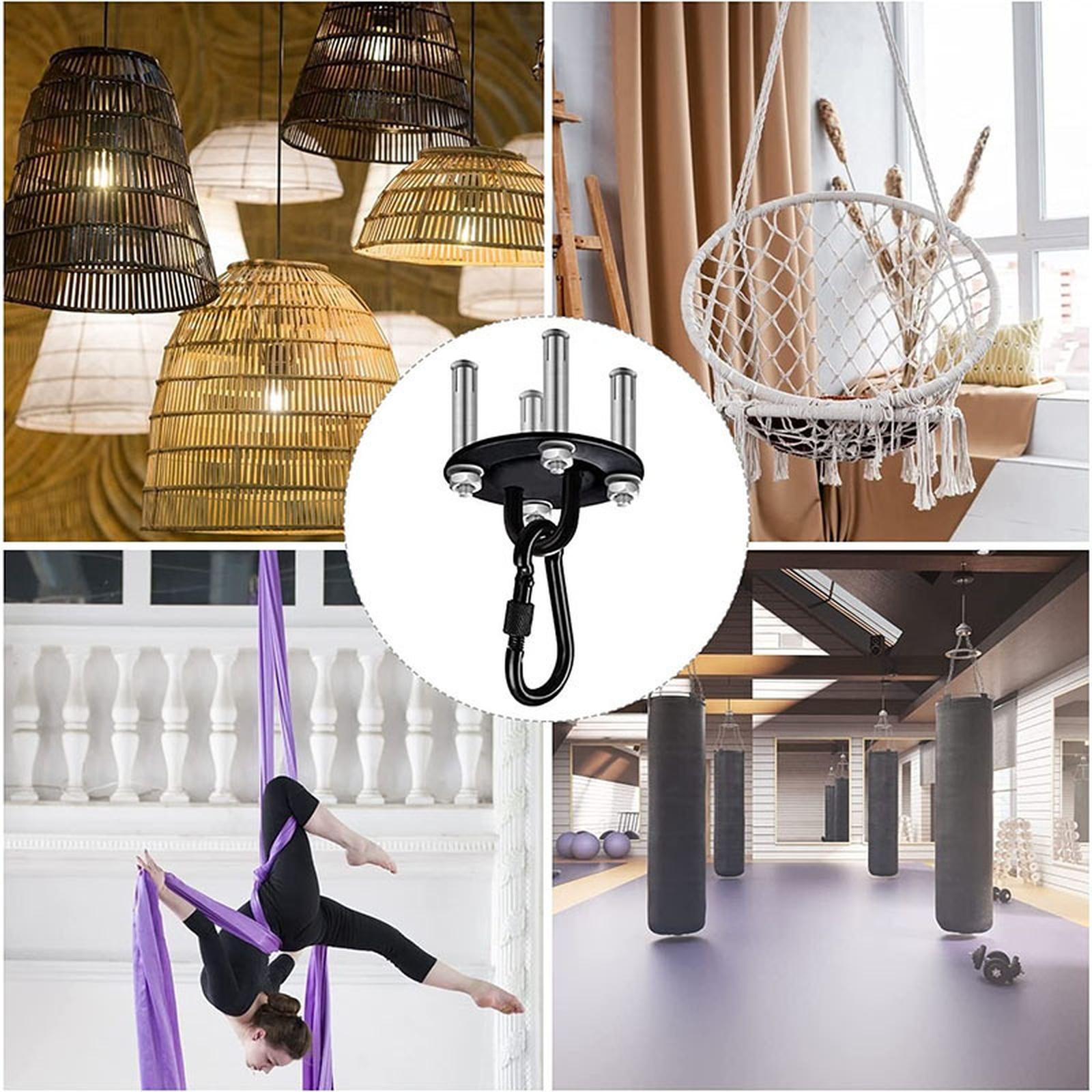 

Стельові гачки - Промислова міцність до 600 , Включає дюбелі та болти Набір для йоги - Підходить для гімнастичних кілець, підвісів, для використання в приміщенні/на вулиці one size чорний