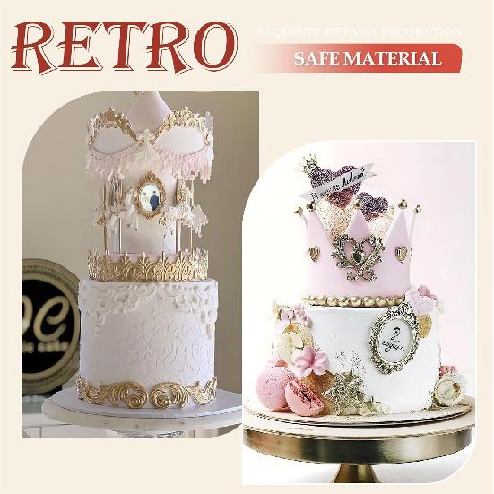 4 Pcs Photo Frame Silicone Molds, Baroque Style Air Dry Clay Molds, Mini Frame Molds Silicone for Cupcake Topper Cake Decoration Chocolate Candy