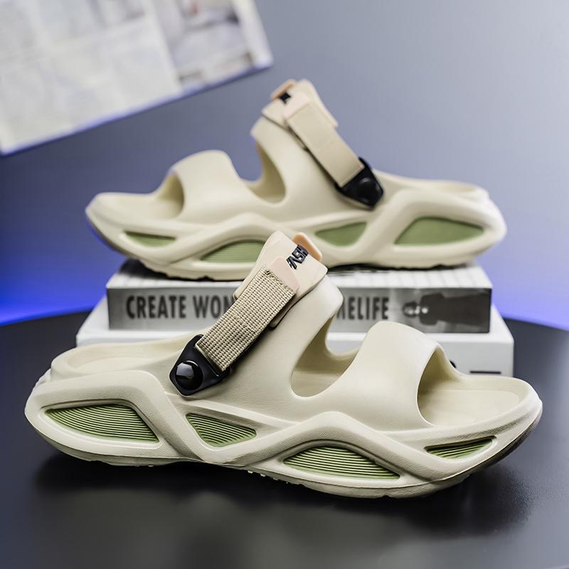 Fashion EVA Men Sandals Printed Height Increasing Thick Bottom Slippers Comfortable Breathable Outdoor Slippers