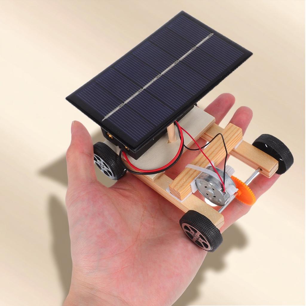 DIY Wooden Assemble Solar Car Creative Invention Kids Hands-On Motor Skill Active Thinking Electronic Kit STEM Educational Toy