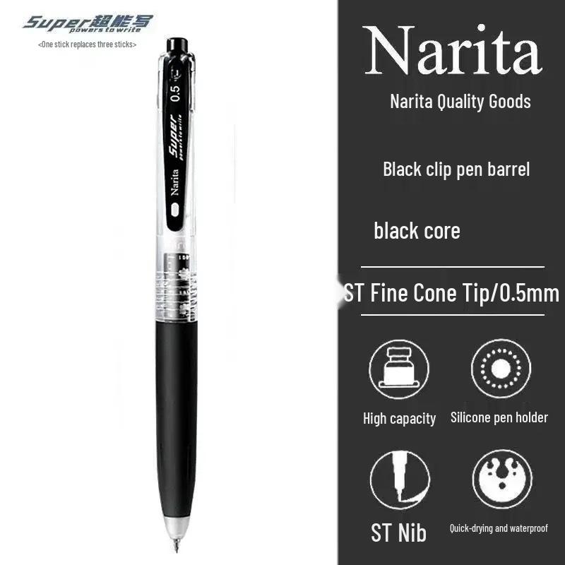 Narita 605S Quick-Dry 0.5mm Ballpoint Pen, Large Capacity, Smooth ST Tip for Exams & Study