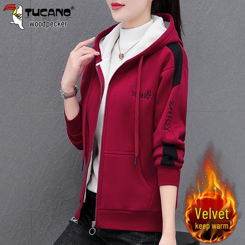 Woodpecker Women's Fleece-Lined Hooded Embroidered Coat: Autumn/Winter 2025 Fashion