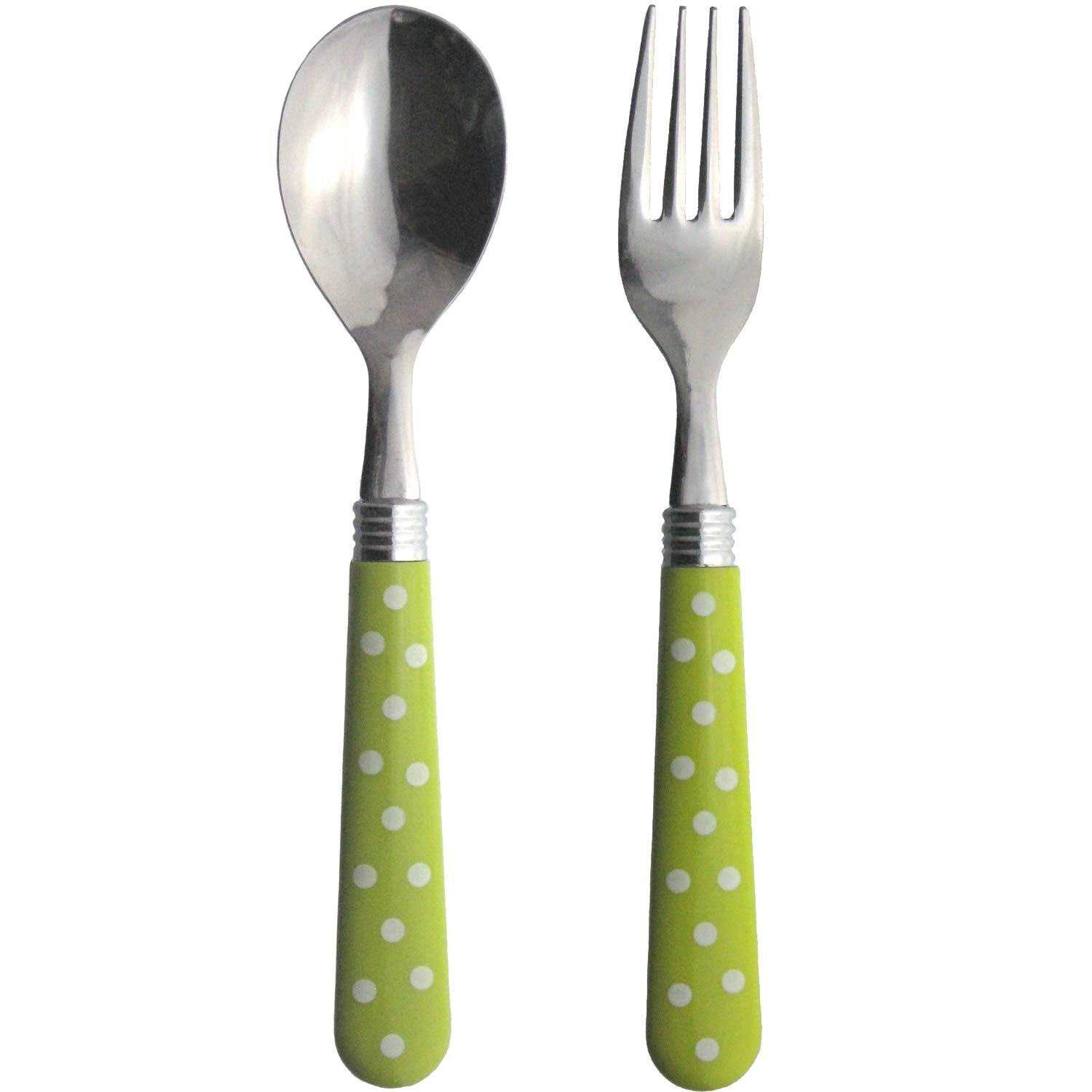 Nagao Color Dot Lunch Spoon and Lunch Made in Japan Tsubame-Sanjo Fork, Green,