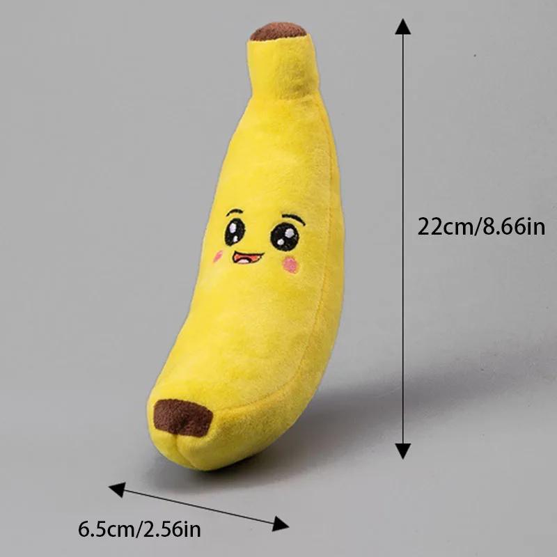 Squeaky Banana Plush Dog Toy Durable Chew Molar Interactive Pet Toy for Small Medium Dogs