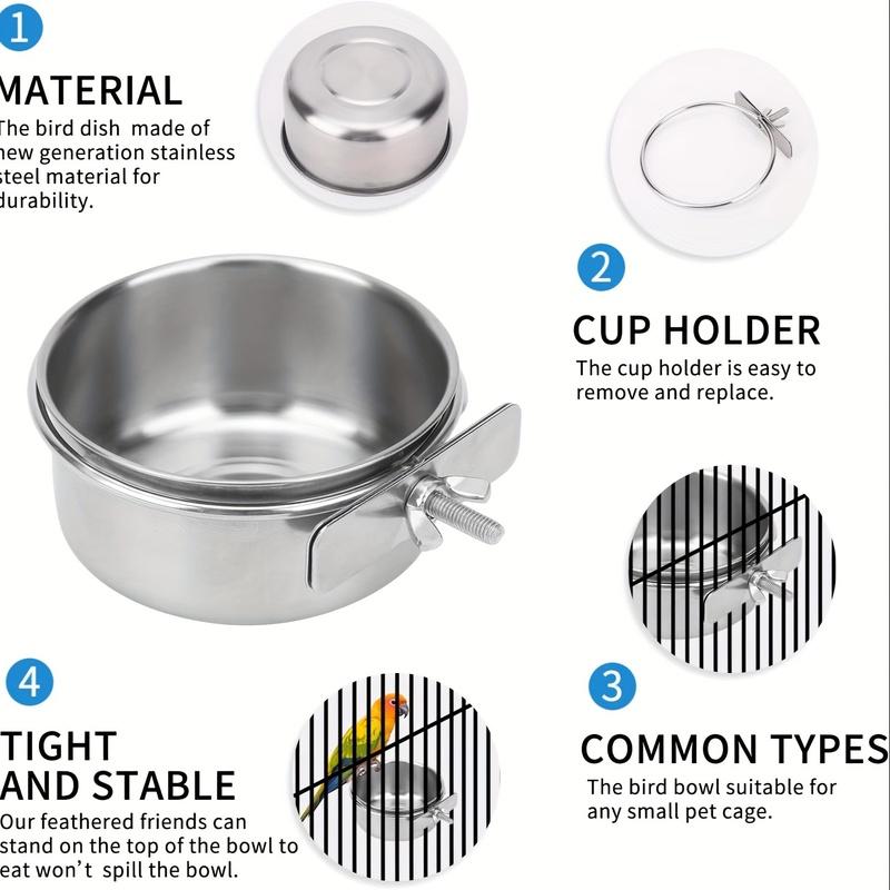 2Pcs Bird Feeder Bowls With Clips Sturdy Parrot Cage Food Water Bowl Pet Bird Feeding Dish Bird Feeder Accessories For Parakeet