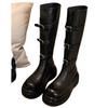 Neuer Stil Dicksohlige Lange Schaftstiefel Damen Herbst Winter Ritterstiefel Knielang Schnalle Schlank und Hoch Schaftstiefel Zapatos Mujer
