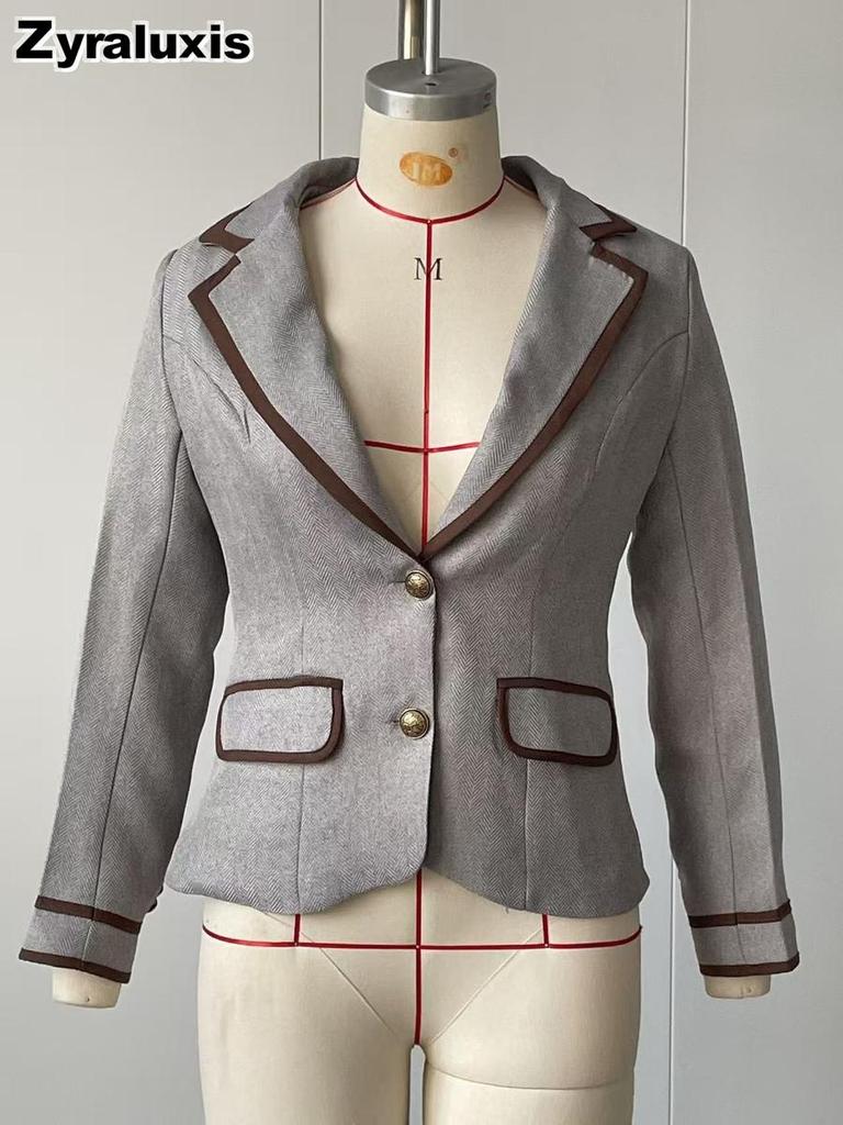 Women's Western Casual Patchwork Jacket Coat with Pockets with Fall Winter