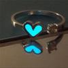 Anello alla Moda a Forma di Cuore Luminoso per Donna Ragazza Retro Blu Fluorescente Regolabile Anelli Aperti Gioiello Regalo