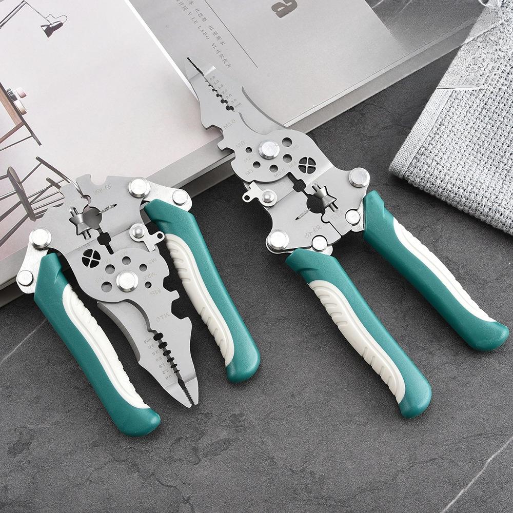 1Pc 1 Universal Folding Wire Stripping Pliers Multifunctional Stripping Wire Winding Crimping Wire Cutting Electrical Pliers