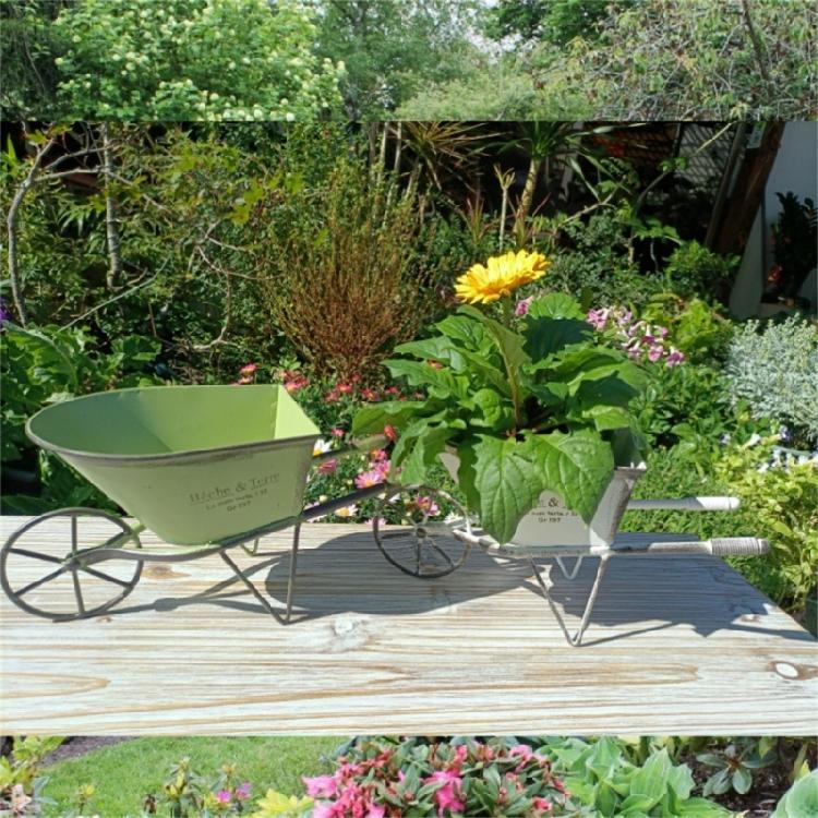 Eisenwagen Pflanzgefäß Kleine Schubkarren Pflanzgefäße Metall Blumenhalter Pflanzentöpfe Wagen Garten Pflanzgefäß Dekoration für Hinterhof