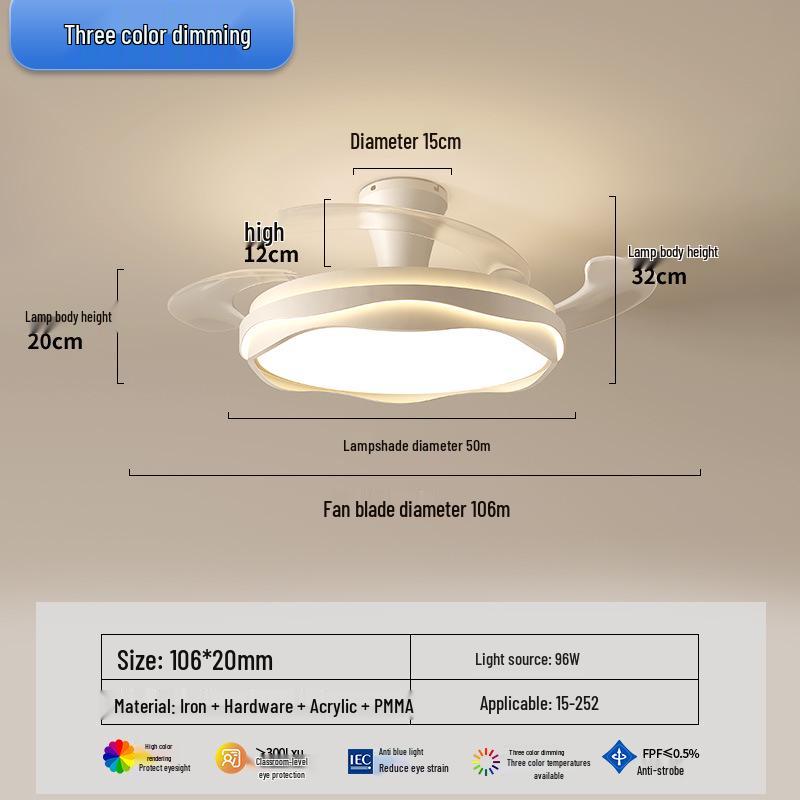 2025 Modern Silent Ceiling Fan with Integrated Light for Bedroom or Restaurant