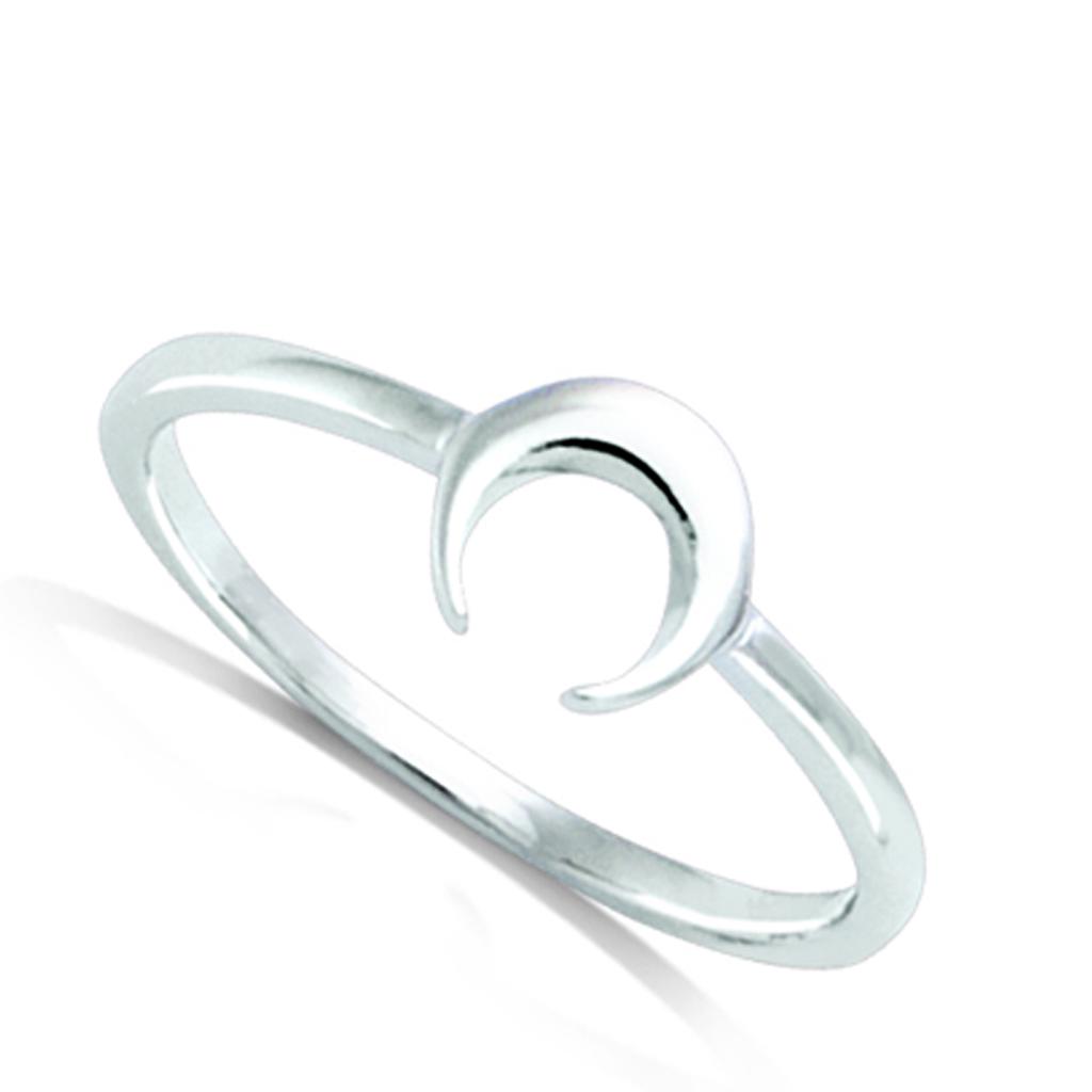 Bague argent 'Lune' argenté (rhodié) - lune 7x7 mm