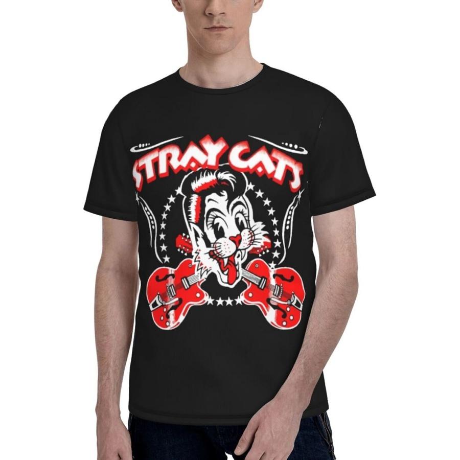 JOISOMI Men s t Shirt Stray Cats Band Men s Athletic T-Shirts Short Sleeve Quick Dry Breathable Crew Neck S