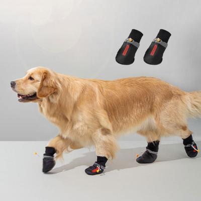 4pcs/set Soft Dog Shoes Socks Breathable Dog Anti-slip Shoes Large Dog Foot Cover  For Four Seasons