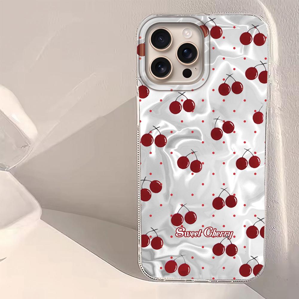 Summer Cherry Fruit Women Water Texture Phone Case for Iphone 16 15 14 7 8 Plus 13 11 12 Pro Max X XS XR SE 2022 2020 16e Cover