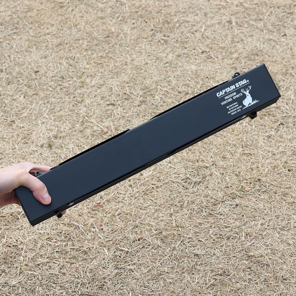 CAPTAIN STAG Outdoor Folding Aluminum Roll Table Compact with Carry Case Matte Black UC-582