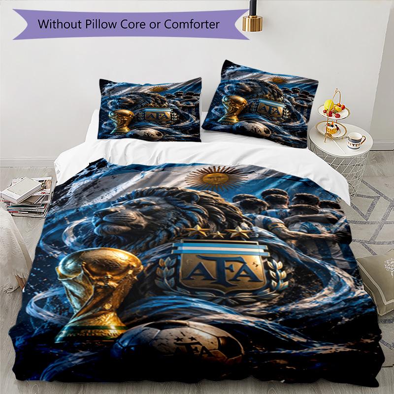 Lionel Messi Football Legend Bedding Set,Breathable Bed Linen for Guest Room Decoration,Festival Gift for Fans,All Season Duvet Cover with Pillowcases