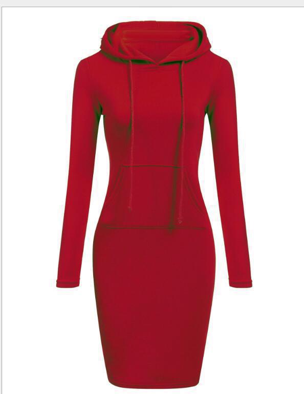 2026 Autumn/Winter European American Women's Solid Color Hooded Long Sleeve Dress
