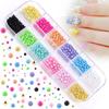 Nail Art Mini Small Steel Ball 12 Grid Does Not Fade Size Metal Round Beads Mixed Nail Jewelry Set